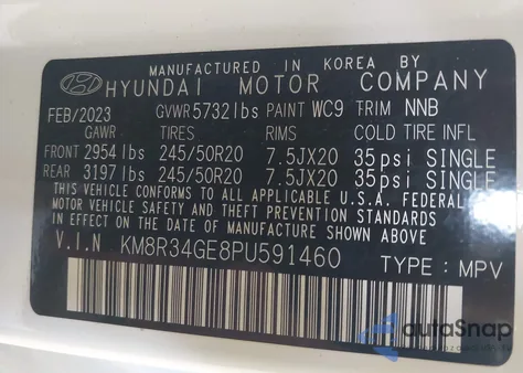 2023 Hyundai Palisade Xrt from USA, damaged, VIN KM8R34GE8PU591460